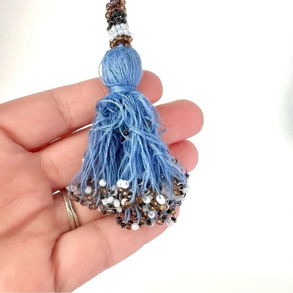 VERONICA BEARD || Rivoli Embroidered Tassel-Tie Cropped Jacket Blue Linen xs - Picture 11 of 13